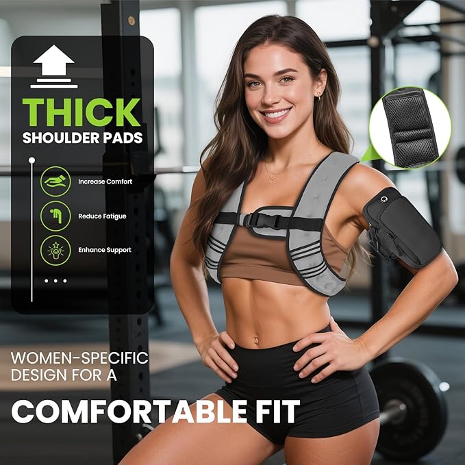 GEEBOBO Weighted Vest for Women Men, 8lb/12lb/16lb/20lb/25lb/30lb Weighted Vest Woman Adjustable Weights for Walking, Strength Training, Running, Muscle Building