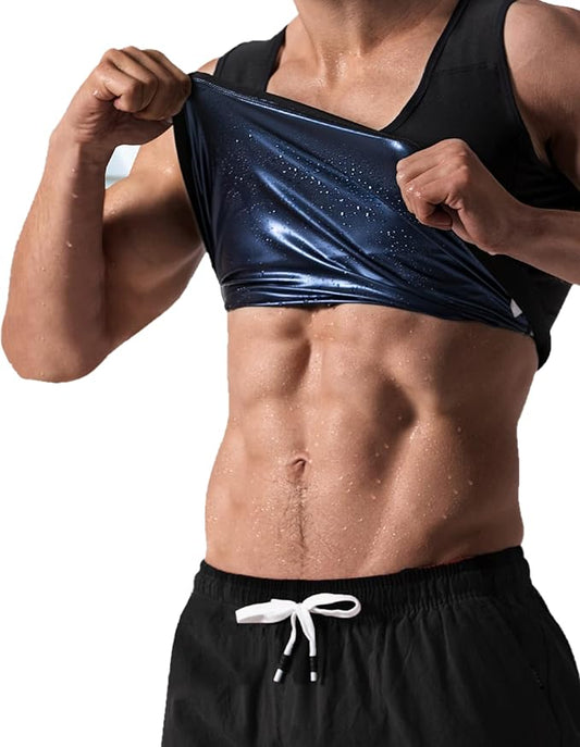 Sauna Sweat Suits Shirt Vest Waist Trainer for Men Compression Workout Shapewear Excersize Gym Clothes Working Out