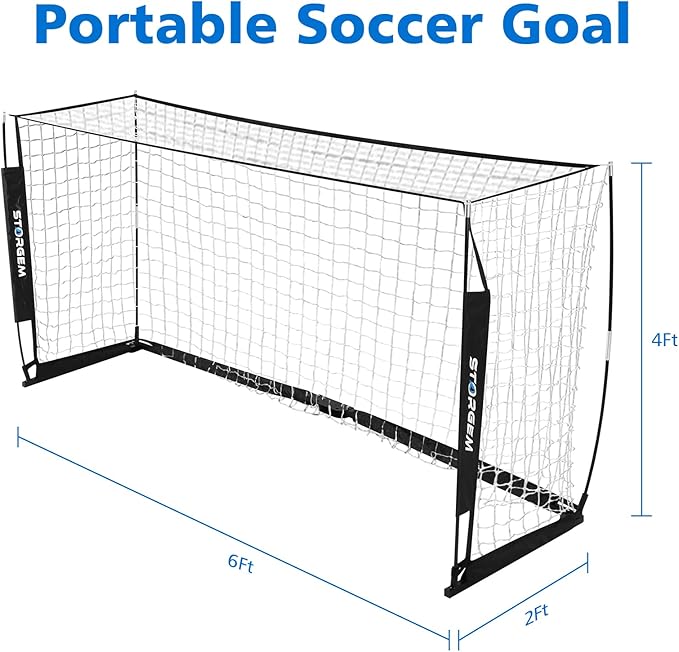 Storgem Soccer Goal,Soccer Net,Soccer Goals for Backyard,with Bow Frame,Collapsible Metal Base and 15 Training Cones