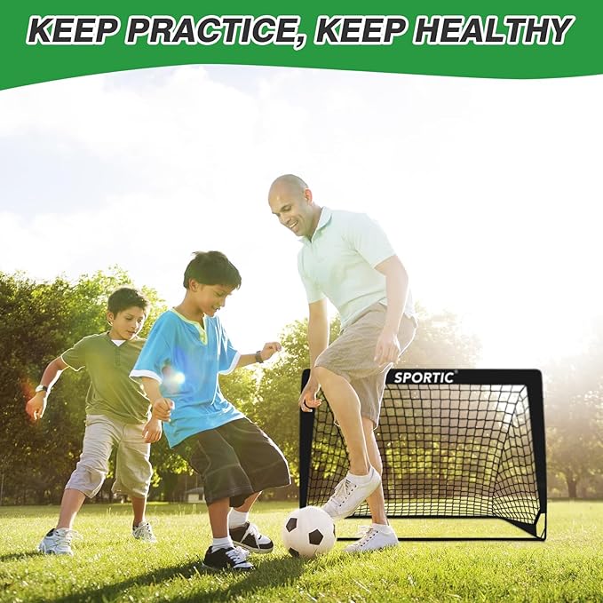 2 Pack 4' x 3' Soccer Goal Net Set, Pop Up Kids Practice Soccer Goals for Indoor and Outdoor.Portable Soccer Net with Carrying Bag & Ground Pegs, Perfect for Backyard, Field, Court