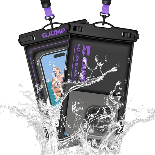 2 Pack Floating Waterproof Phone Pouch, Up to 8.3" IP68 Cellphone Dry Bag Compatible for iPhone 16 15 14 13 Pro Max Samsung Galaxy, Essential for Beach Cruise Ship (Purple*2)