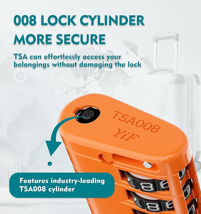 ANVIL TSA Approved Luggage Locks – High Security TSA008 Combination Travel Locks with Inspection Indicator for Suitcases and Backpacks. (3, Orange)