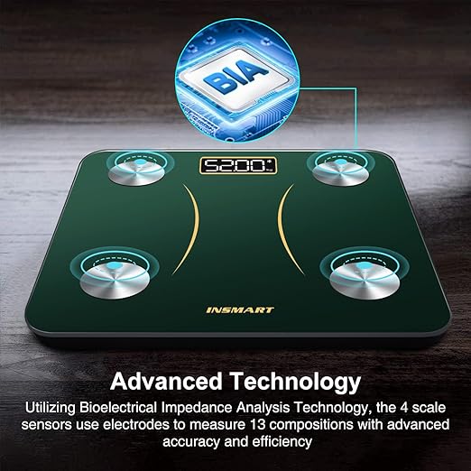 INSMART Smart Scale for Body Weight, Digital Bathroom Scale with BMI, Muscle Mass, Bluetooth Body Fat Scale,17 Body Composition Analyzer with Smart APP Sync Weight Scale, 400 lbs (Green)