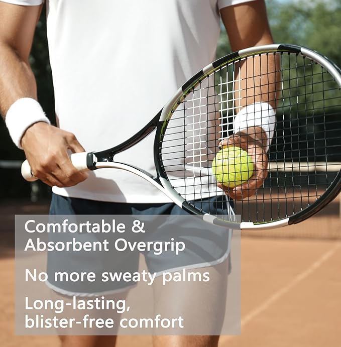 LK Sports Tennis Racket Grip Tape, 12 Pack, Absorbent and Anti-Slip Tennis Overgrip, Precut Soft Pickleball Paddle/Badminton Wrap Grips Tape