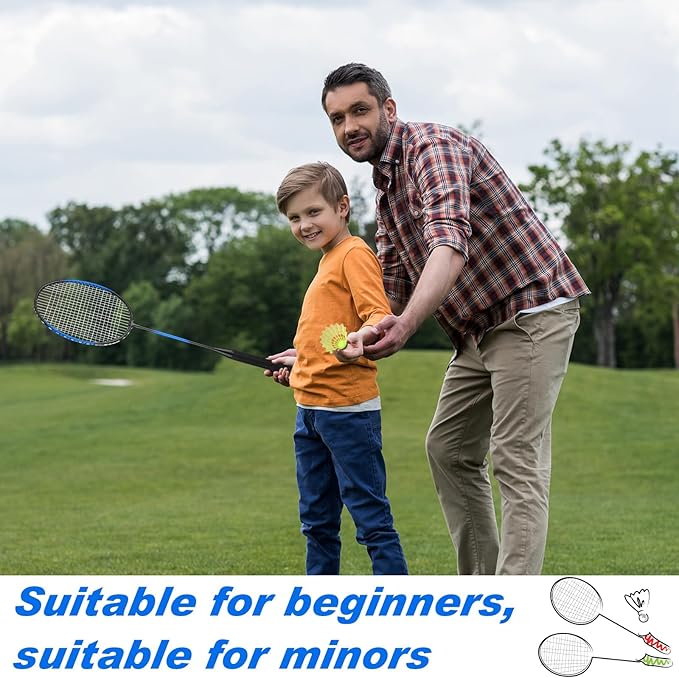 12 Pack Badminton Rackets Set Including Rackets, Nylon Shuttlecocks and Carry Bag for Outdoor Backyard Games Beginners