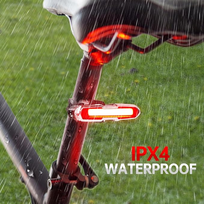 Bike Tail Light Powerful 110 Lumens - Bicycle Light 5 Modes Red/Blue, Waterproof IP64, Rechargeable USB-C, Quick Release Brackets for Saddle & Seatpost, DON PEREGRINO B2 Rear Bike Light