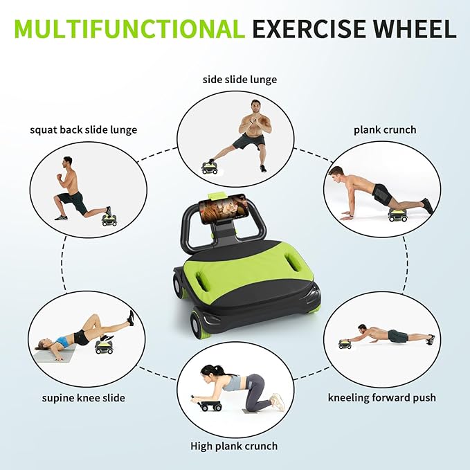 IRISFLY New 4-Wheel Abdominal Roller,Upgraded High-Performance Ab Roller Wheel,Automatic Rebound Ab Roller Board, Strengthen Core & Abs, Ab Machine Perfect for Home Workout