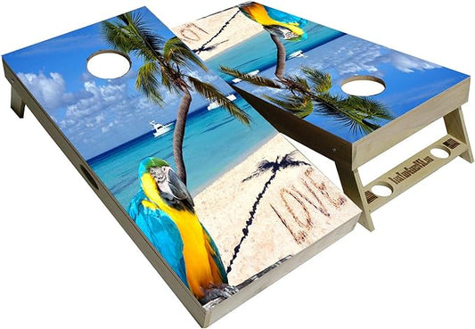 CornholeGamesUSA Pro Cornhole Boards Set | Made in USA | 3/4 Baltic Birch | No Bounce | Triple Thick Legs | Two Brace & Handles, Tournament 2x4 Regulation Set with Score Tower & Cornhole Bags