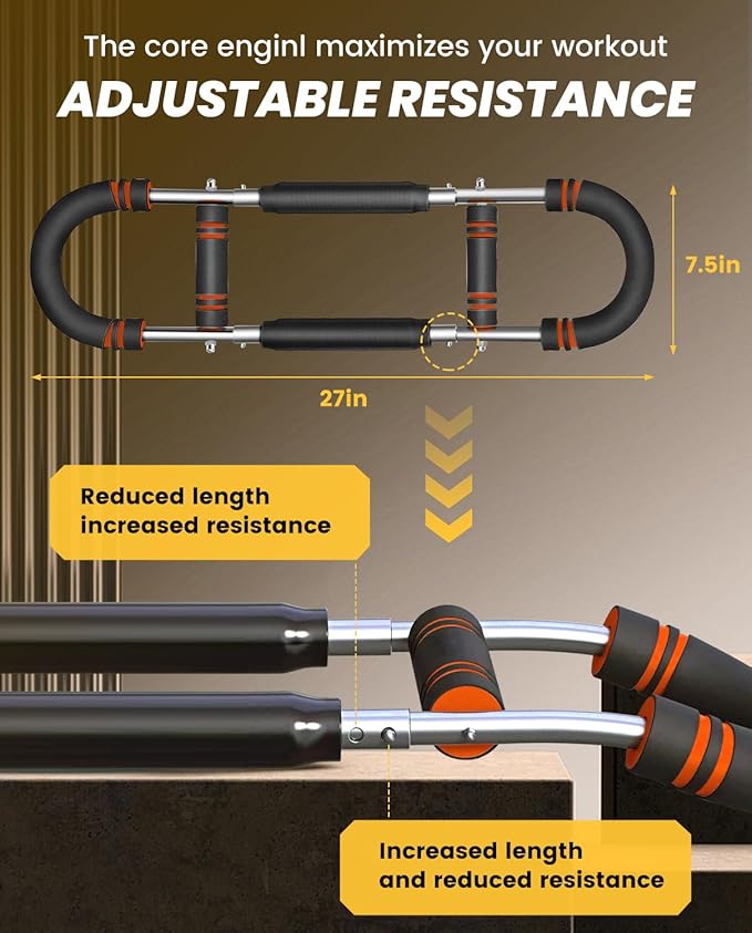 Saker Twister Arm Trainer, PowerTwist Arm Trainer, Adjustable Forearm Strengthener, Arm Exercise Equipment, Chest Workout Equipment, Portable Spring Resistance for Home Gym Equipment