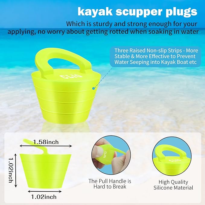 Kayak Carry Handles Kit with Front Pull T-Handles & Scupper Plugs - 4 PCs Each, Kayak Pad Eyes with Tir-Grip Rivets - Deck Rigging Accessory