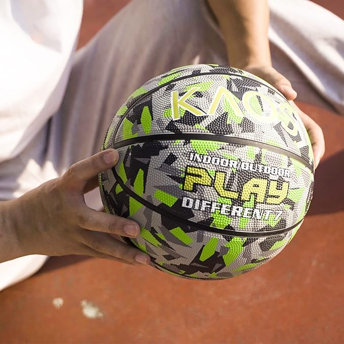 SQUAD Colored Camo Outdoor Basketball - High-Performance Rubber Basketball, Official Regulation Size 7 (29.5''), Includes Pump and Mesh Bag
