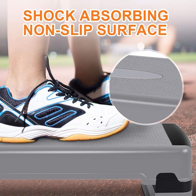 Giantex 35" Aerobic Step, Non-Slip Surface, Height-Adjustable 6" - 8" - 10" Step Aerobics Platform, Workout Fitness Equipment Stepper Trainer, Exercise Step Platform with 3 Riser
