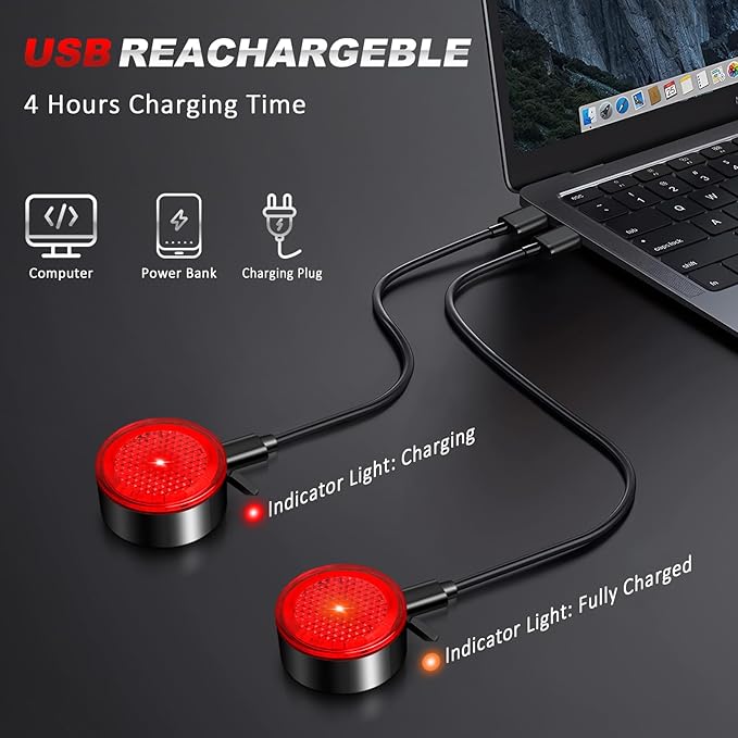 Ascher USB Rechargeable LED Bike Tail Lights 2 Pack, Bright Bicycle Cycling Rear Light, 4 Light Mode Options Safety Bike Light for Adults Kids Men Women Road Mountain(2 USB Cables Included)