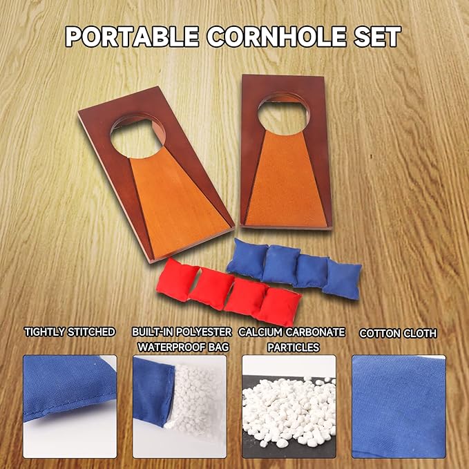 GSE Games & Sports Expert Portable Cornhole Toss Game Set with 8 Bean Bags, Wooden Cornhole Game Set for Indoor&Outdoor. Bean Bag Toss Game Set for Family, Friends