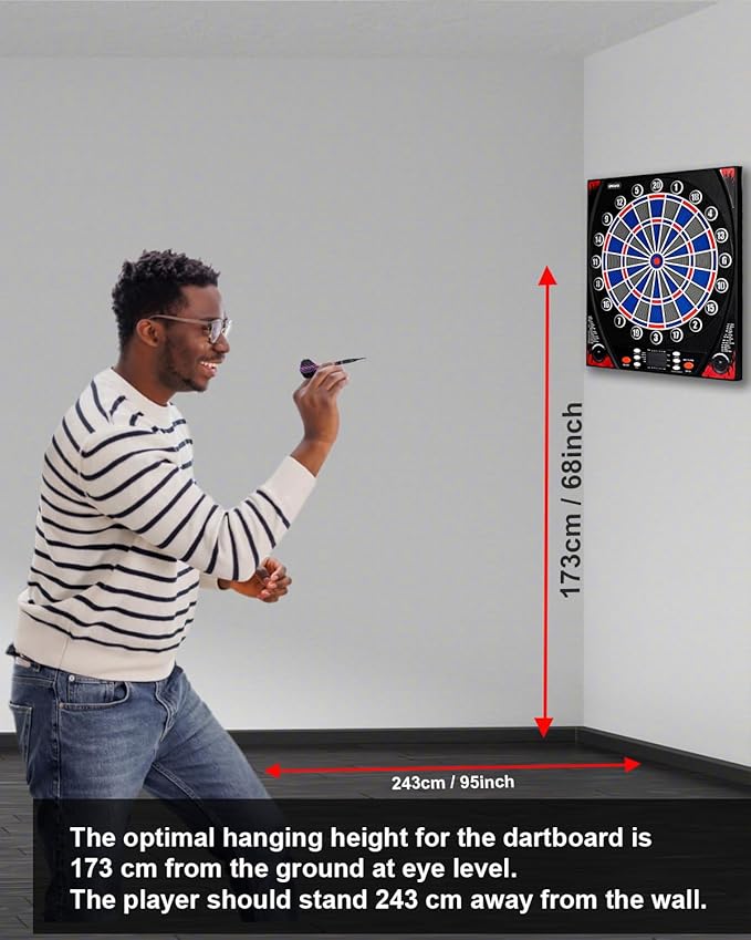 Electronic Dartboard, Dual Speakers with Automatic Voice Announcing Score, High Definition LCD Display, Includes 12 Soft Tip Darts, Suitable for Family Gatherings Bar Entertainment
