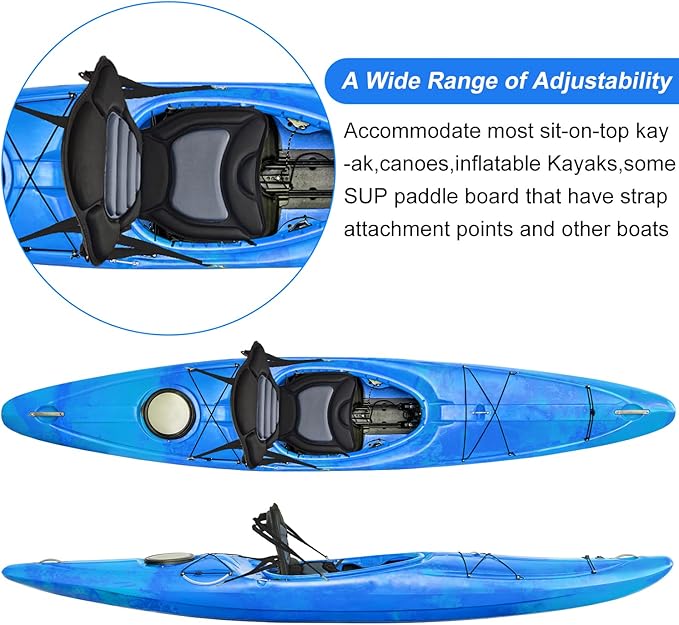 HLOGREE Kayak Seats - 1/2 Pck, Thicken Padded Seat Cushion with Back Support, Canoe & Ocean Sup Compatible