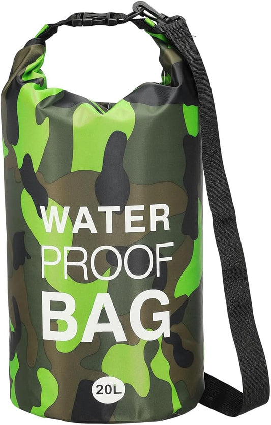 Waterproof Dry Bag, 20L Fit for Women Men Water Proof Bags Lightweight Dry Storage Floating Backpack with Whistle for Travel Boating Kayaking (Green Camouflage)