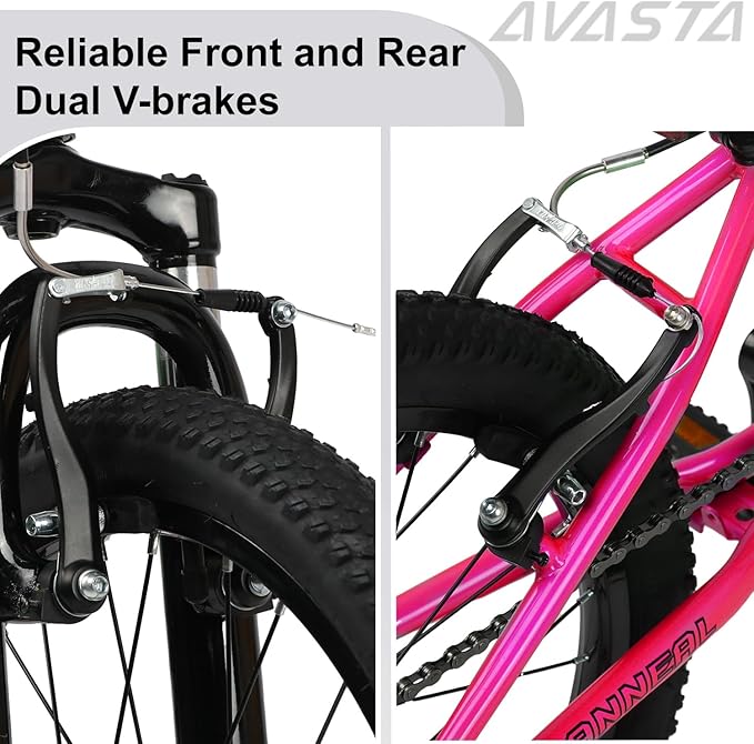 AVASTA Govet 20'' Kids Mountain Bike for 6-12 Years Old Boys Girls with Suspension Fork, 6 Speeds Drivetrain, Multiple Colors