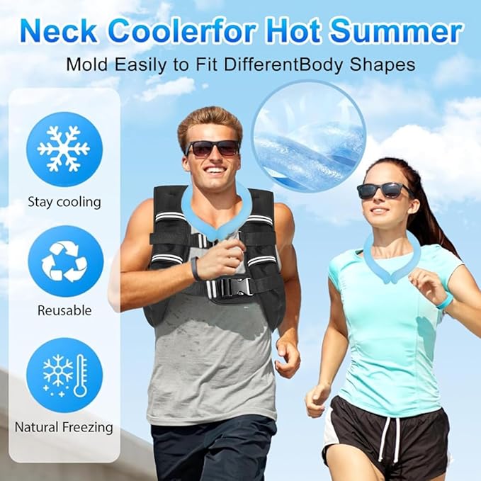 Weighted Vest for Women Men & Neck CoolingTube 2 pcs - Weighted Vest Woman,with Reflective Stripe Adjustable Safety Buckle,Men Womens weighted vest for Walking 6.6LB(3kg)11LB(5kg)17.6LB(8kg)22LB(10kg)