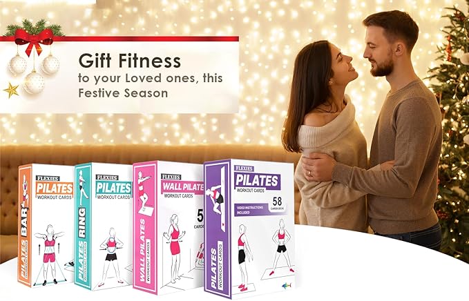 Pilates Bar Workout Cards - 58 Exercise Cards with Pilates Stick Work Out Postures, Instructions & Breathing Tips | Free Ring & Dry-Erase Marker to Create Your Customize Workout Planner Chart