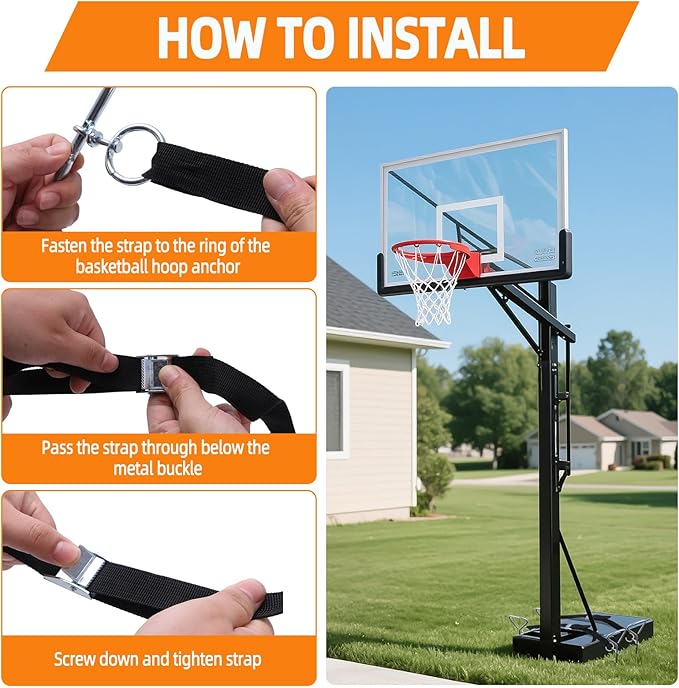 2 Set Basketball Goal Anchor, Basketball Hoop Anchor for Secure and Durable Court Setup, with Adjustable Straps for Basketball Mounting Trampoline Swing Tent