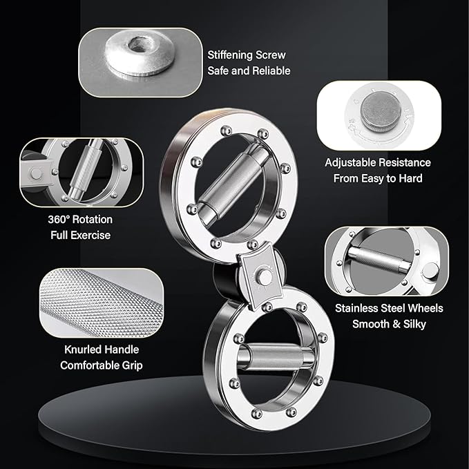 Rotating Burn Machine, Forearm Strength Trainer, 10 Pounds Rotating Arm Machine w/ 360 Degree Rotating Grips, Shoulder Workout Adjustable Resistance Spinning Burn Rotator Machine for Exercise