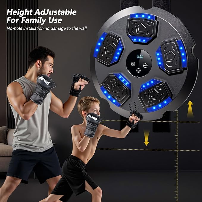 Music Boxing Machine, Workout Equipment with Boxing Gloves, Bluetooth Smart Punching Arcade Machine, Fitness Equipment for Home,Office,Gym