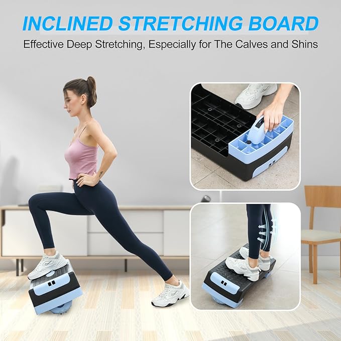 4-in-1 Adjustable Aerobic Step Platform (4"/6") - Workout Stepper with Resistance Bands, Non-Slip Balance Board - Home Gym Equipment for Step Training, Cardio, Pilates & Physical Therapy