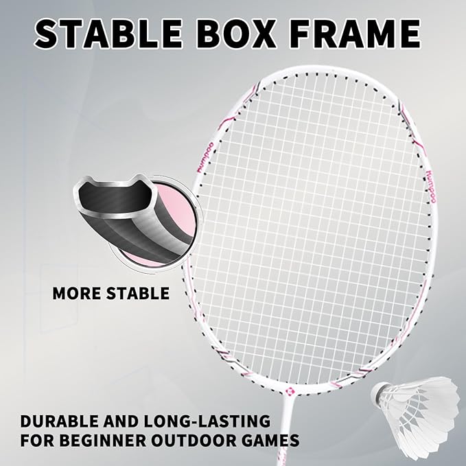 Badminton Racket Carbon Fiber, Badminton Racquet Set with Cover, Badminton Professional Racket Durable for Beginners Outdoor Games Gym