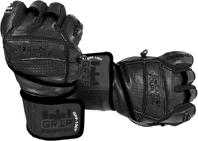 Elite Leather Gym Gloves with Built in 2" Wide Wrist Wraps Grip & Design for Weightlifting Power Lifting Bodybuilding & Strength Training Workout Exercises, Size : Large, Size : Large