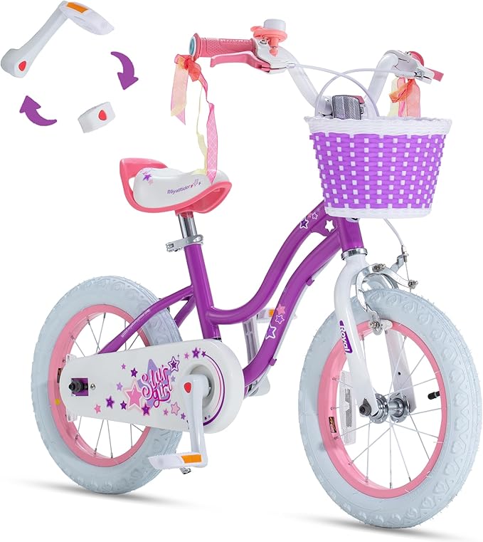 RoyalBaby Girls Bike EZ Bike Stargirl Training Free Balance to Pedal Easy Learning Bicycle, 12-20 Inch for Toddlers & Big Kids.