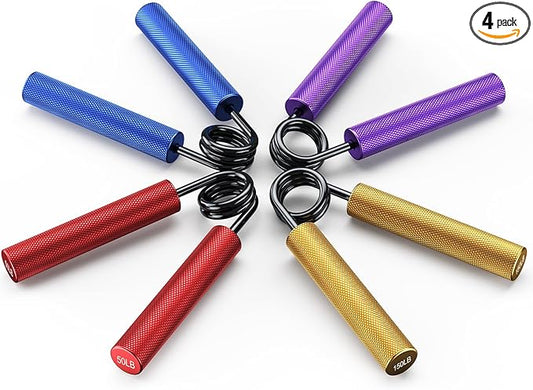 Grip Strength Trainer 4 Pack,50LB-200LB Metal Hand Grip Strengthener,Non-Slip Heavy-Duty Forearm Exerciser,Hand Gripper for Muscle Building and Hand Rehabilitation Exercising