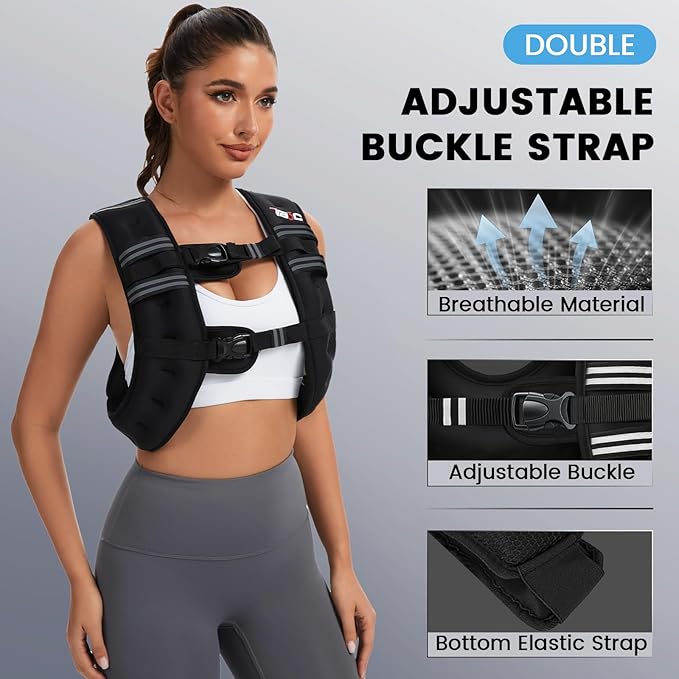 Weighted Vest Woman, 6 LB Womens Weight Vest for Walking, Strength Training Weight Vests for Men, Reflective Stripe Fitness Vest for Workout Running Jogging