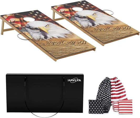 Cornhole Board Set,Corn Hole Games for Adults Outdoor,2X4FT Solid Wood Regulation Cornhole Boards with 8 Cornhole Beans Bags & Carry Case
