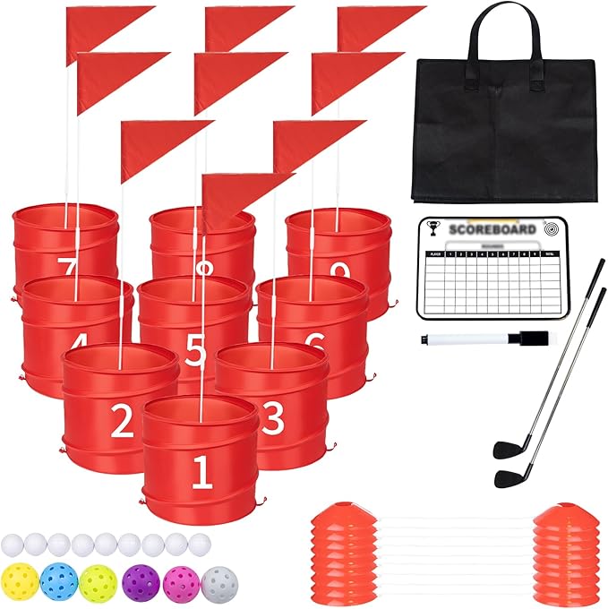 9 Holes-Outdoor Backyard Golf Game Set,Outdoor Yard Golf Chipping Game with 2 Clubs,Ball and Flag,Fun for All Crowd, Perfect for Beach,Park,Lawn and Camping
