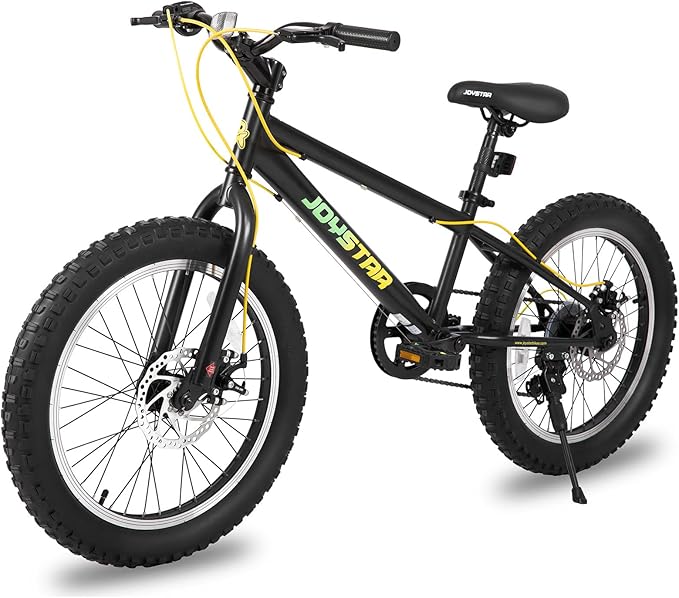 JOYSTAR 20 Inch Mountain Bike for Kids Ages 7-12 Year Old, 3-Inch Wide Knobby Tires, 7 Speed Shimano Drivetrain, Disc Brakes, Fat Tire Kids Bicycles for Boys Girls