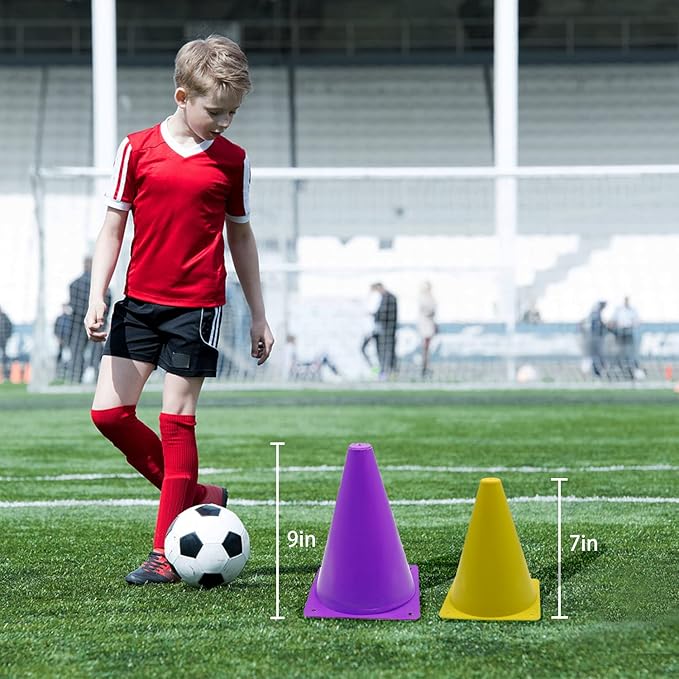 12/24/48Pcs Soccer Cones,7" or 9" Soccer Cones for Training, Multicolor Cones Sports Soccer Training Cones, Field Cones for Skating Basketball Football Drills Practice