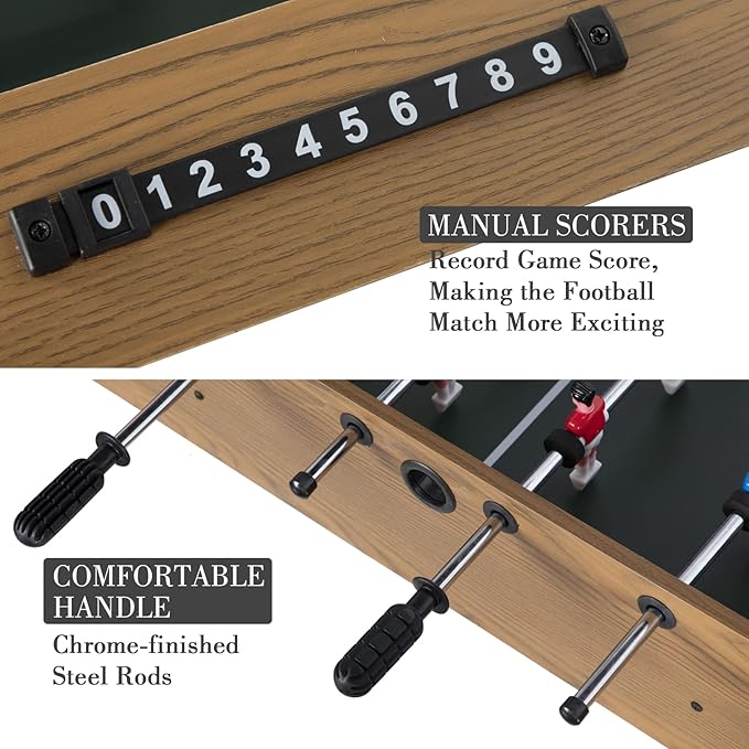 48in Foosball Table, Competition Sized Soccer Table w/ 2 Balls, 2 Cup Holders 2x4ft for Kids, Adults, Suit for 4 Players, Football Table for Home, Game Room, Arcade