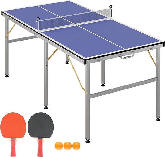 Garvee Portable Ping Pong Table,9FT/8FT /6FT Professional Indoor/Outdoor Table Tennis Tables Game with Net for Adults/Teens,2 Tennis Paddles and 3 Balls- Quick Assembly