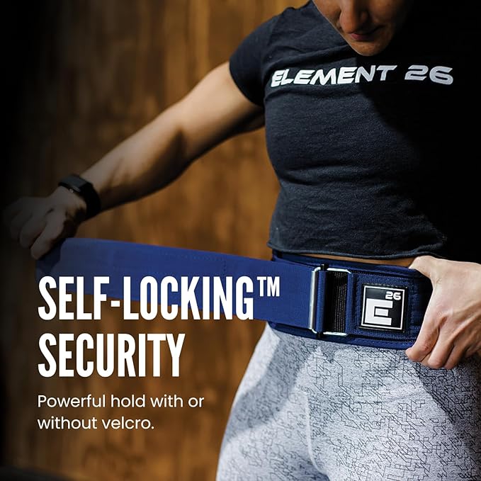 Element 26 Self-Locking Weight Lifting Belt - Premium Weightlifting Belt for Serious Functional Fitness and Olympic Lifting Athletes - Lifting Support for Men and Women - Deadlift Training Belt