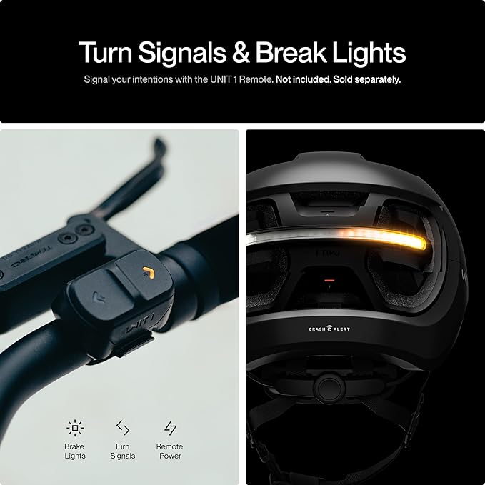 UNIT 1 Aura Hybrid Smart Bike Helmet | Urban & Road | MIPS | LED Front & Rear | Turn & Brake Light Compatible w/Remote | Crash Alert | E-Bike Fully Certified | Lightweight & Ventilated | App