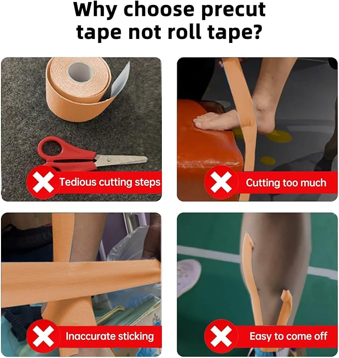 IEADEN Precut Kinesiology Tape for Knees, 10 Pcs - Knee Support & Stability, Knee Pain Relief Athletic Tape - Elastic & Waterproof, Breathable Hypoallergenic Latex-Free Tape, Beige