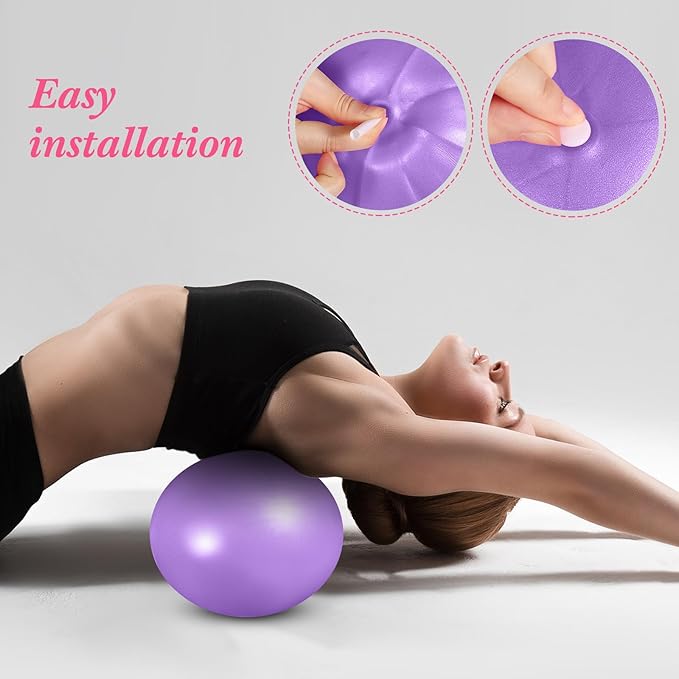 Sotiff 20 Pcs 9 Inch Exercise Pilates Ball Yoga Therapy Ball Pink Purple for Yoga Stability Barre Training Stretching Physical Posture Training Gym
