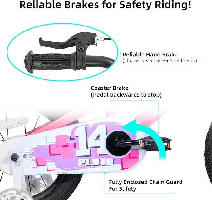 JOYSTAR Pluto 12 14 16 18 20 Inch Kids Bike with Light Up Training Wheels, Kids' Bicycle for Boys Girls Age 3-12 Years, Children Bikes, Multiple Colors