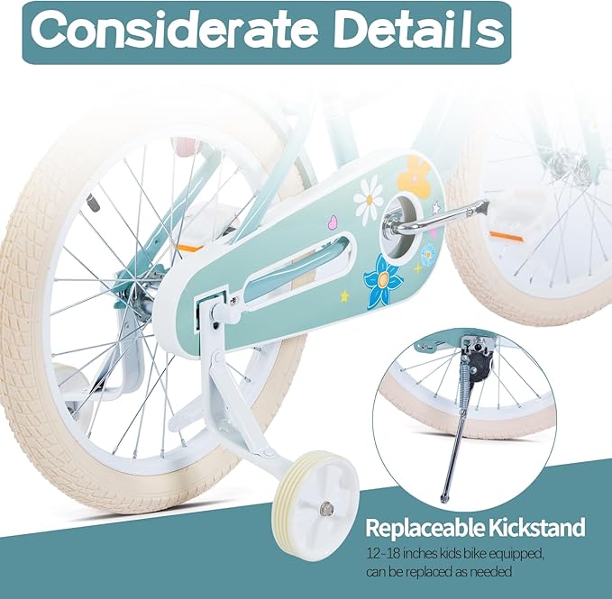 JMMD Girls Bike for 4-12 Years Old Kids, 12 14 16 18 20 24 Kids Bike with Training Wheels, Basket and Doll Seat, Toddler Girls Bicycles with Handbrake & Kickstand, Multiple Colors