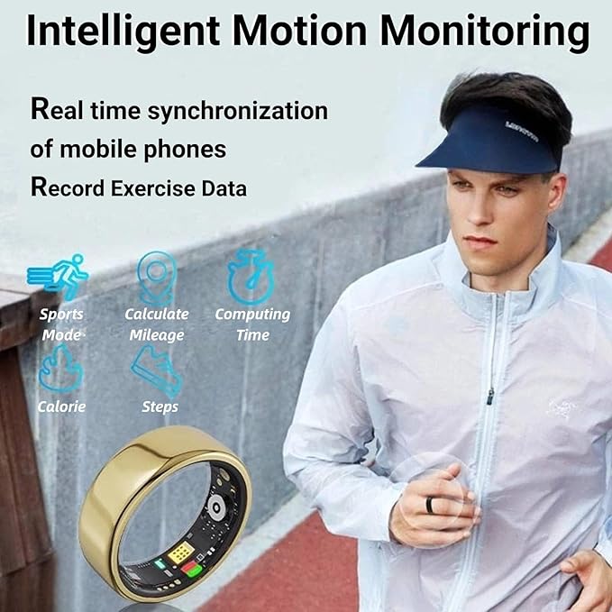 Smart Ring Health Tracker,Sleep Heart Rate Health Monitor, Fitness Tracker, Health Rings for Women & Men 7-Day Ultra Long Standby Time, IPX8 Water-Resistance