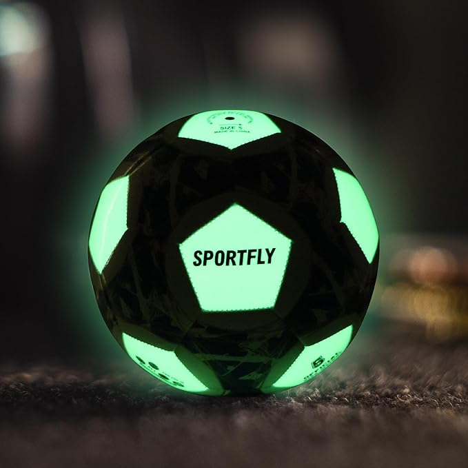 Soccer Ball Glow in The Dark Soccer Ball Size 5, Luminous Soccer Ball Gift Night Ball for Indoor Outdoor Play, Fluorescent Night Training Soccer Ball with Pump Kit