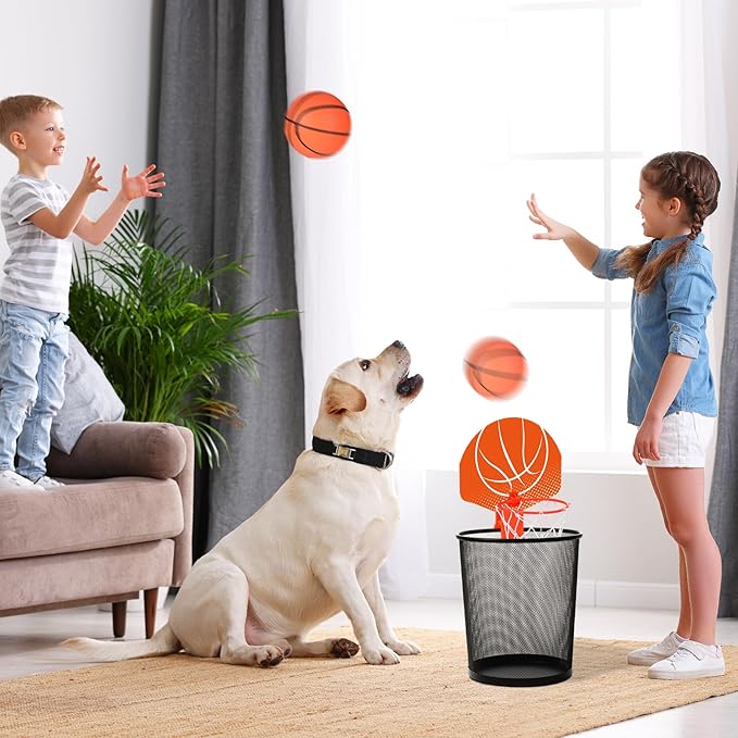 Honoson 3 Sets Indoor Trash Can Basketball Game Set Includes 3 Mini Clip on Basketball Hoop with Backboard 6 Inflatable Ball 3 Pump Kid Adult Office Decompression Toy Birthday Gift(Fresh)