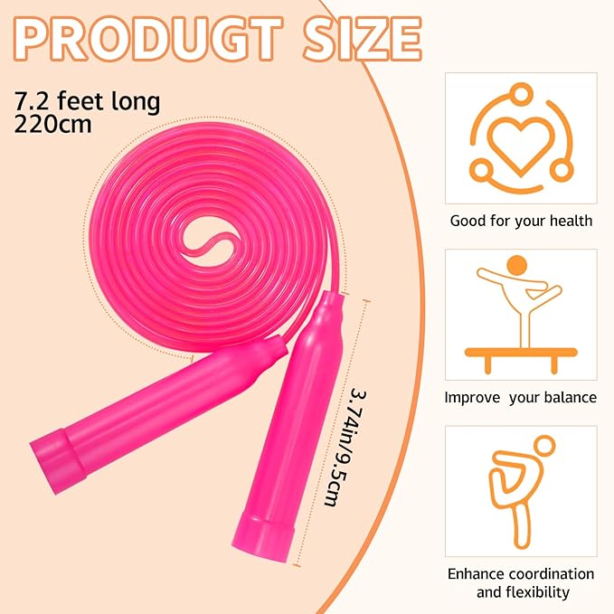 30 Pcs Kids Jump Rope,Colorful Jump Ropes for Kids,7.2 Feet Plastic Jump Ropes,Adjustable Skipping Rope,Jumping Ropes for Party Favors,Birthday Gifts,Indoor Outdoor Activity