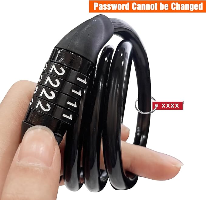 High Security Bike Lock Cable with 4-Digit Resettable Combination, Anti-Theft Bicycle Lock for Bikes, Cut-Resistant, Weatherproof Cycling Accessory
